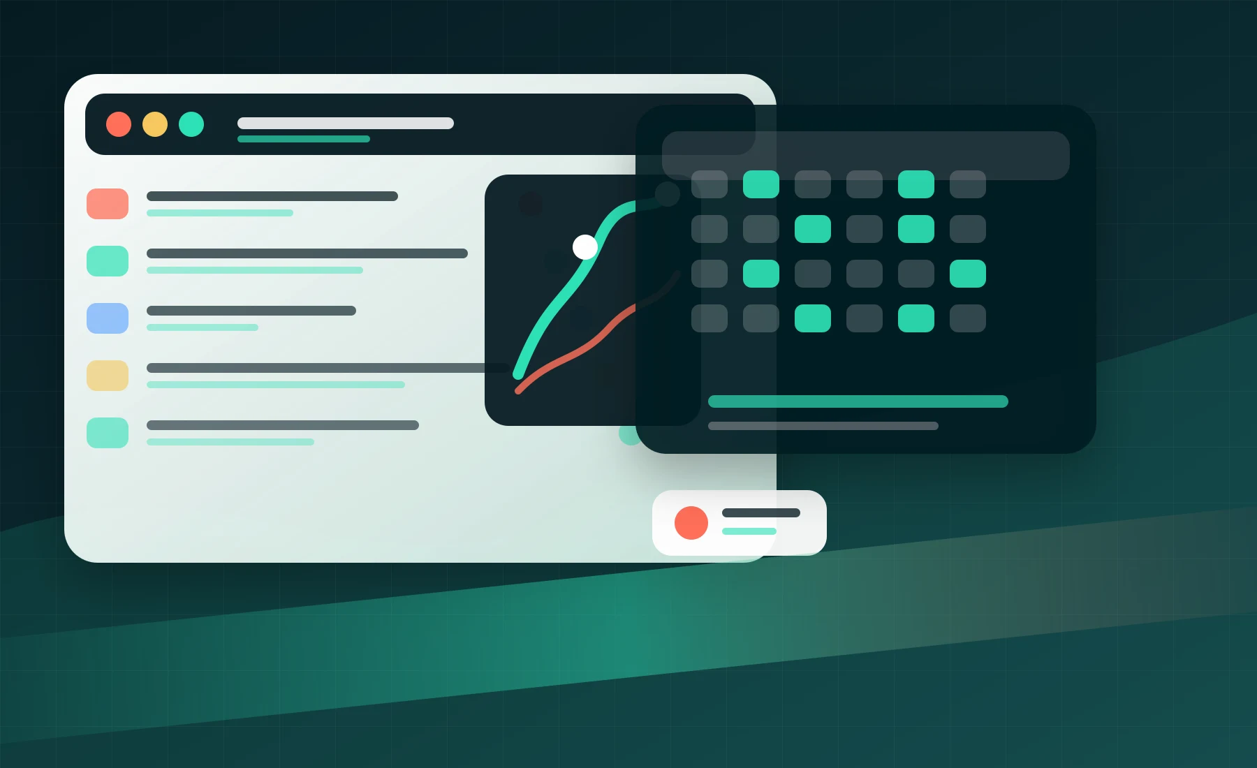 Illustration of a Rosterware scheduling intelligence dashboard